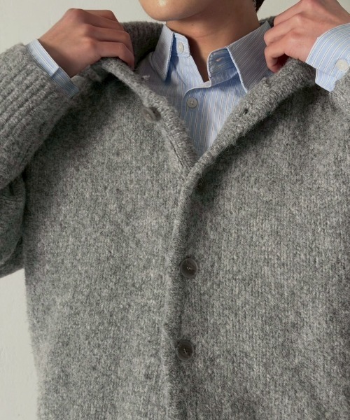 Chikashitsu +(チカシツプラス)の「【Chikashitsu +】high neck wool knit cardigan / 【チカシツプラス】ハイネックウールニットカーディガン(カーディガン/ボレロ・メンズ・ブラック/ブラウン/グレー・ONE SIZE)」の14枚目の写真
