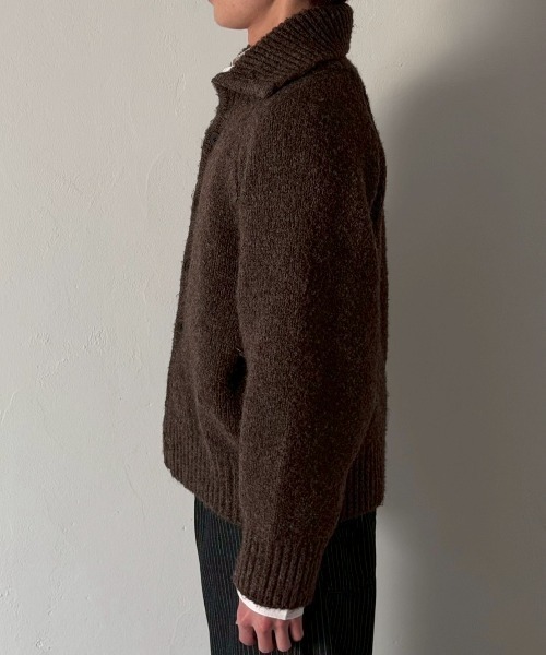 Chikashitsu +(チカシツプラス)の「【Chikashitsu +】high neck wool knit cardigan / 【チカシツプラス】ハイネックウールニットカーディガン(カーディガン/ボレロ・メンズ・ブラック/ブラウン/グレー・ONE SIZE)」の7枚目の写真