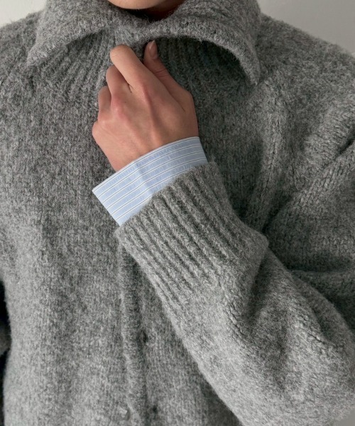 Chikashitsu +(チカシツプラス)の「【Chikashitsu +】high neck wool knit cardigan / 【チカシツプラス】ハイネックウールニットカーディガン(カーディガン/ボレロ・メンズ・ブラック/ブラウン/グレー・ONE SIZE)」の18枚目の写真