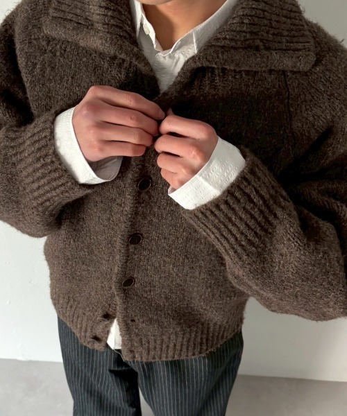 Chikashitsu +(チカシツプラス)の「【Chikashitsu +】high neck wool knit cardigan / 【チカシツプラス】ハイネックウールニットカーディガン(カーディガン/ボレロ・メンズ・ブラック/ブラウン/グレー・ONE SIZE)」の5枚目の写真