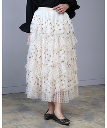 Doumoi（ドゥモエ）の「ドット柄　チュールフリルデザイン　スカート（スカート）」