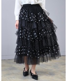 Doumoi（ドゥモエ）の「ドット柄　チュールフリルデザイン　スカート（スカート）」