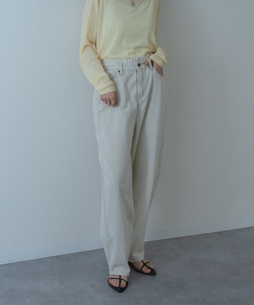 refinedworks（リファインドワークス）の「【refinedworks】硫化染した 脚長カーブ デニムパンツ！（デニムパンツ・レディース・ベージュ/ブラウン/ブルー・FREE）」の6枚目の写真