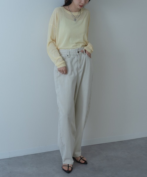 refinedworks（リファインドワークス）の「【refinedworks】硫化染した 脚長カーブ デニムパンツ！（デニムパンツ・レディース・ベージュ/ブラウン/ブルー・FREE）」の7枚目の写真