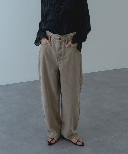 refinedworks（リファインドワークス）の「【refinedworks】硫化染した 脚長カーブ デニムパンツ！（デニムパンツ・レディース・ベージュ/ブラウン/ブルー・FREE）」の12枚目の写真