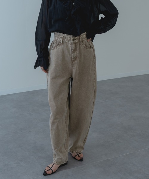 refinedworks（リファインドワークス）の「【refinedworks】硫化染した 脚長カーブ デニムパンツ！（デニムパンツ・レディース・ベージュ/ブラウン/ブルー・FREE）」の13枚目の写真