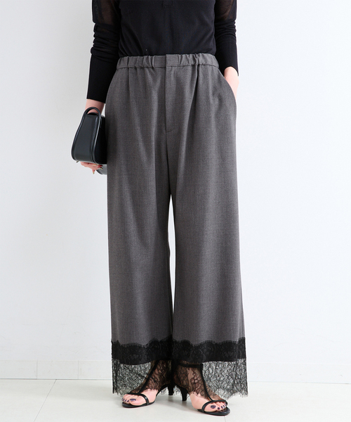 B.C STOCK(ベーセーストック)の「【一部WEB限定カラーあり】手洗い可 / レースヘムパンツ(その他パンツ・レディース・ブラック/チャコールグレー/ダークブルー・FREE)」の3枚目の写真