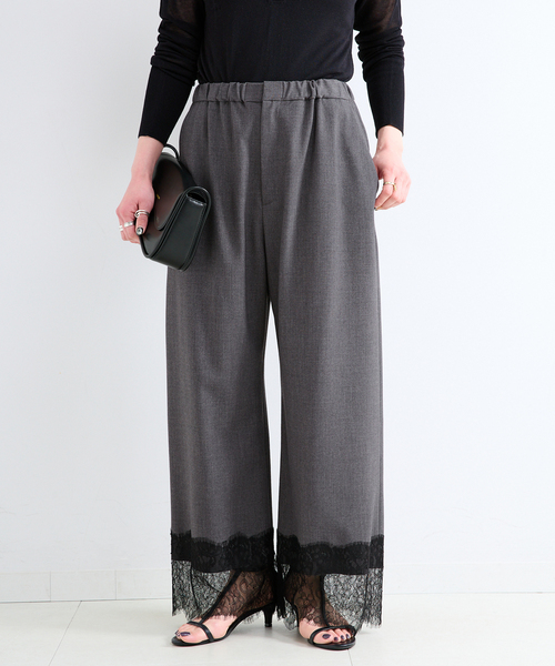 B.C STOCK(ベーセーストック)の「【一部WEB限定カラーあり】手洗い可 / レースヘムパンツ(その他パンツ・レディース・ブラック/チャコールグレー/ダークブルー・FREE)」の7枚目の写真