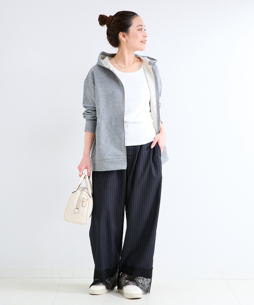 B.C STOCK(ベーセーストック)の「【一部WEB限定カラーあり】手洗い可 / レースヘムパンツ(その他パンツ・レディース・ブラック/チャコールグレー/ダークブルー・FREE)」の10枚目の写真