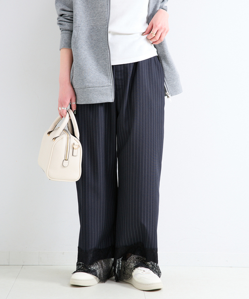 B.C STOCK(ベーセーストック)の「【一部WEB限定カラーあり】手洗い可 / レースヘムパンツ(その他パンツ・レディース・ブラック/チャコールグレー/ダークブルー・FREE)」の13枚目の写真