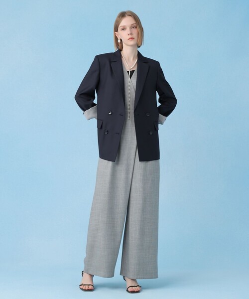 ANAYI(アナイ)の「スラブドビーオールインワン(つなぎ/オールインワン・レディース・ネイビー/ライトグレー・36/34/38)」の7枚目の写真