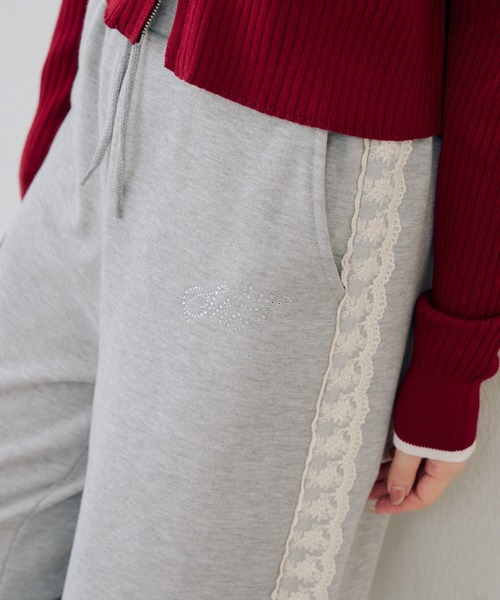 Another Branch olive des olive（アナザーブランチオリーブデオリーブ）の「【セットアップ対応】レース付スウェットパンツ（スウェットパンツ・レディース・ピンク/アイボリー/トップグレー・FREE）」の3枚目の写真