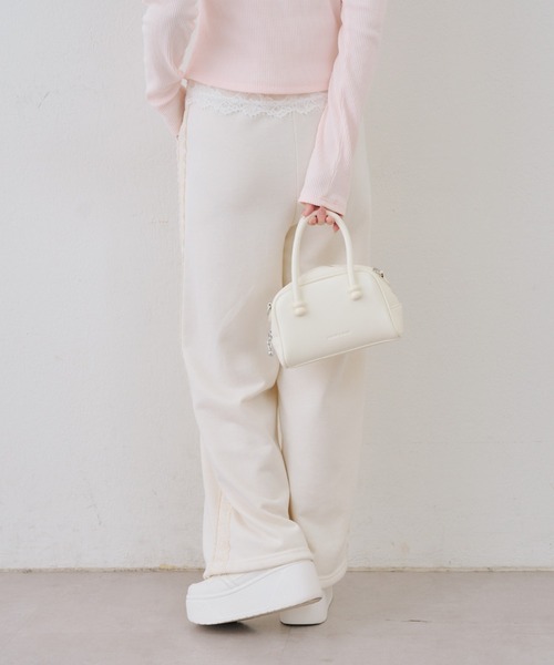 Another Branch olive des olive（アナザーブランチオリーブデオリーブ）の「【セットアップ対応】レース付スウェットパンツ（スウェットパンツ・レディース・ピンク/アイボリー/トップグレー・FREE）」の4枚目の写真