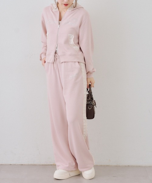 Another Branch olive des olive（アナザーブランチオリーブデオリーブ）の「【セットアップ対応】レース付スウェットパンツ（スウェットパンツ・レディース・ピンク/アイボリー/トップグレー・FREE）」の12枚目の写真