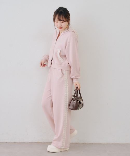 Another Branch olive des olive（アナザーブランチオリーブデオリーブ）の「【セットアップ対応】レース付スウェットパンツ（スウェットパンツ・レディース・ピンク/アイボリー/トップグレー・FREE）」の13枚目の写真