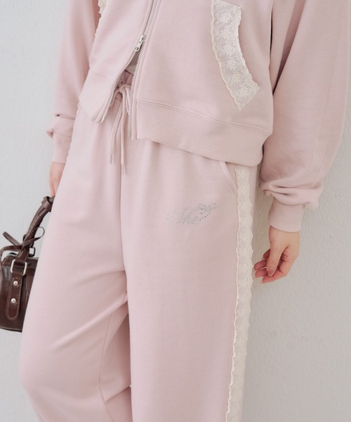 Another Branch olive des olive（アナザーブランチオリーブデオリーブ）の「【セットアップ対応】レース付スウェットパンツ（スウェットパンツ・レディース・ピンク/アイボリー/トップグレー・FREE）」の9枚目の写真