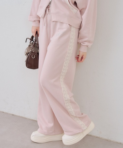 Another Branch olive des olive（アナザーブランチオリーブデオリーブ）の「【セットアップ対応】レース付スウェットパンツ（スウェットパンツ・レディース・ピンク/アイボリー/トップグレー・FREE）」の10枚目の写真