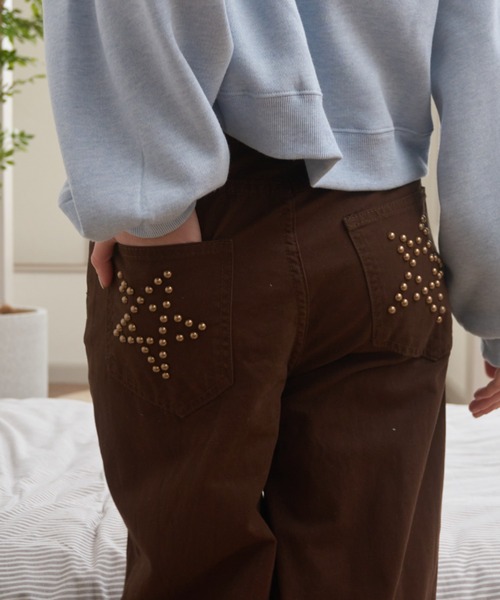 Birthday room（バースデイルーム）の「スタッズスターパンツ/Studded Star Pants（デニムパンツ・レディース・ブラウン・FREE）」の8枚目の写真
