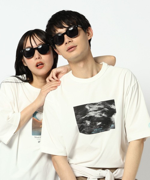 noir keinin カットアウトホワイトTシャツ S サラサラ快適DRYプリントTシャツ/636407（Tシャツ/カットソー