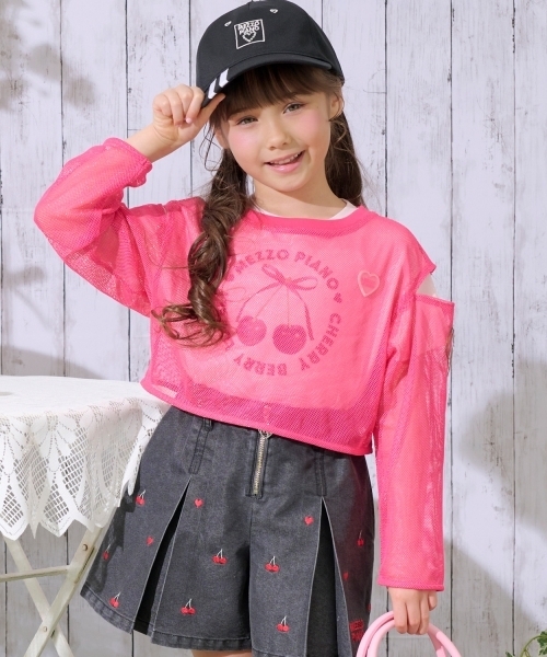 mezzo piano（メゾピアノ）の「メッシュレイヤード　半袖Tシャツセット（Tシャツ/カットソー・キッズ・ピンク/スモークピンク・140cm/130cm）」の2枚目の写真