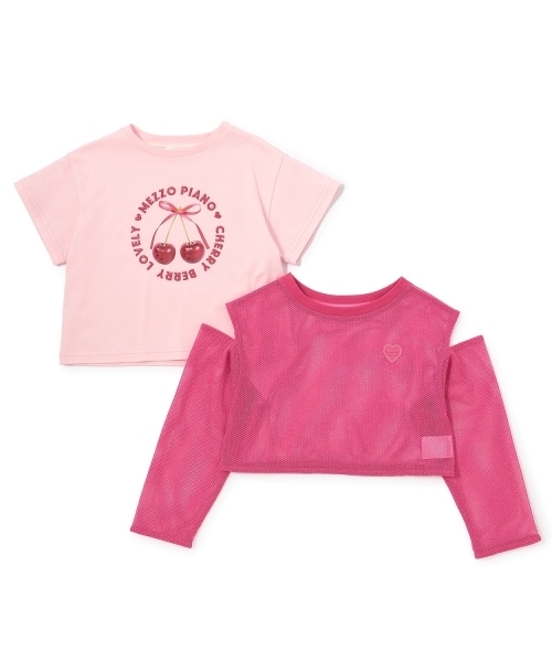 mezzo piano（メゾピアノ）の「メッシュレイヤード　半袖Tシャツセット（Tシャツ/カットソー・キッズ・ピンク/スモークピンク・140cm/130cm）」の4枚目の写真