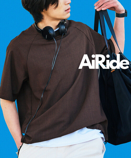 FREAK'S STORE（フリークスストア）の「<UVカット・接触冷感・吸水速乾> AiRide/エアライド リラックスフィット ラグランショートスリーブ  プルオーバー/ヘムコード 限定展開（Tシャツ/カットソー・メンズ・チャコールグレー/ブラック/ネイビー/ブラウン・SMALL/LARGE/MEDIUM）」の5枚目の写真