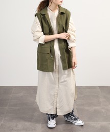 製品洗いコットンブロード ロングシャツワンピース 長袖