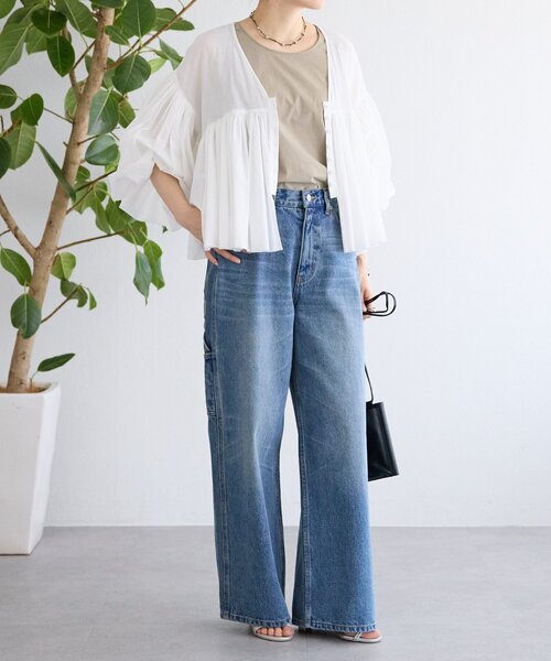 BEARDSLEY(ビアズリー)の「たっぷりギャザーVネックブラウス(シャツ/ブラウス・レディース・ダークグレー/ブラウン/ホワイト・FREE)」の13枚目の写真