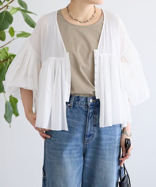 BEARDSLEY(ビアズリー)の「たっぷりギャザーVネックブラウス(シャツ/ブラウス・レディース・ダークグレー/ブラウン/ホワイト・FREE)」の14枚目の写真