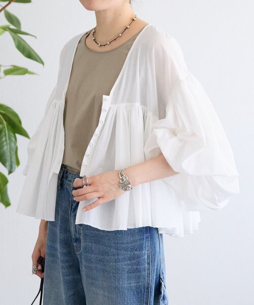 BEARDSLEY(ビアズリー)の「たっぷりギャザーVネックブラウス(シャツ/ブラウス・レディース・ダークグレー/ブラウン/ホワイト・FREE)」の15枚目の写真