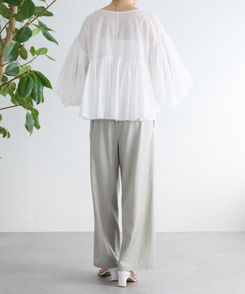 BEARDSLEY(ビアズリー)の「たっぷりギャザーVネックブラウス(シャツ/ブラウス・レディース・ダークグレー/ブラウン/ホワイト・FREE)」の18枚目の写真