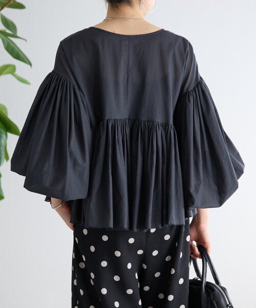 BEARDSLEY(ビアズリー)の「たっぷりギャザーVネックブラウス(シャツ/ブラウス・レディース・ダークグレー/ブラウン/ホワイト・FREE)」の21枚目の写真