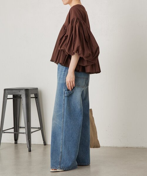 BEARDSLEY(ビアズリー)の「たっぷりギャザーVネックブラウス(シャツ/ブラウス・レディース・ダークグレー/ブラウン/ホワイト・FREE)」の8枚目の写真