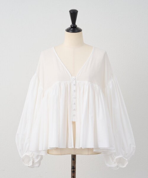 BEARDSLEY(ビアズリー)の「たっぷりギャザーVネックブラウス(シャツ/ブラウス・レディース・ダークグレー/ブラウン/ホワイト・FREE)」の14枚目の写真