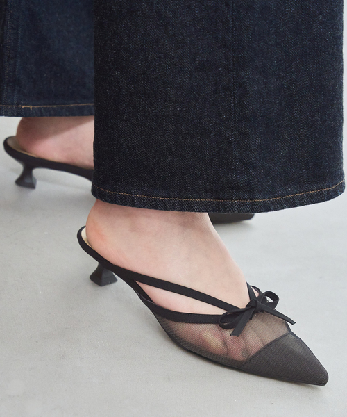 LE TALON(ルタロン)の「《追加》3.5cmシアーリボンミュール(パンプス・レディース・ブラウン/ベージュ・X-LARGE/LARGE/MEDIUM/SMALL/X-SMALL)」の2枚目の写真