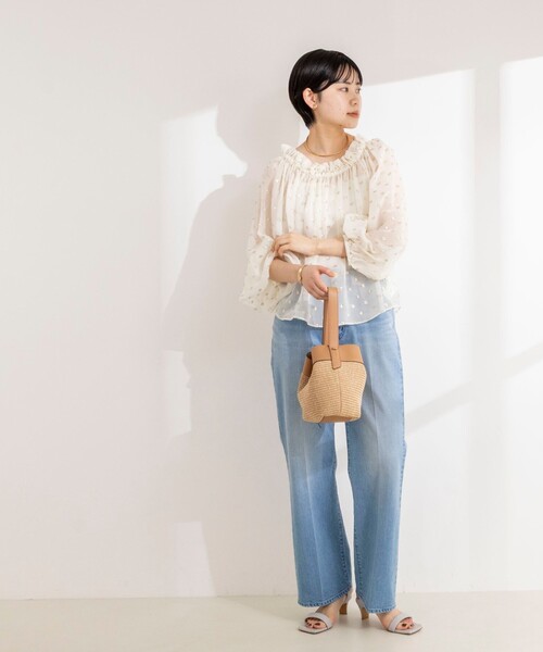 NOLLEY’S Sophi（ノーリーズソフィ）の「《セットアップ対応》ラメカットジャガードオフショルブラウス（シャツ/ブラウス・レディース・ブラック系その他/ホワイト系その他2・38）」の5枚目の写真