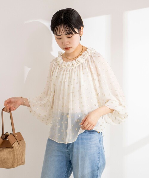 NOLLEY’S Sophi（ノーリーズソフィ）の「《セットアップ対応》ラメカットジャガードオフショルブラウス（シャツ/ブラウス・レディース・ブラック系その他/ホワイト系その他2・38）」の7枚目の写真
