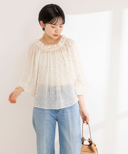 NOLLEY’S Sophi（ノーリーズソフィ）の「《セットアップ対応》ラメカットジャガードオフショルブラウス（シャツ/ブラウス・レディース・ブラック系その他/ホワイト系その他2・38）」の8枚目の写真