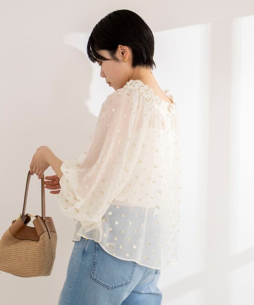 NOLLEY’S Sophi（ノーリーズソフィ）の「《セットアップ対応》ラメカットジャガードオフショルブラウス（シャツ/ブラウス・レディース・ブラック系その他/ホワイト系その他2・38）」の11枚目の写真