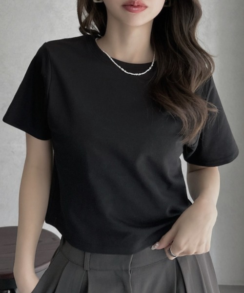 TREOVER(トレオーバー)の「デイリーに使いやすいショート丈Tシャツ(Tシャツ/カットソー・レディース・オフホワイト/オートミール/ブラック/チャコールグレー・FREE)」の9枚目の写真