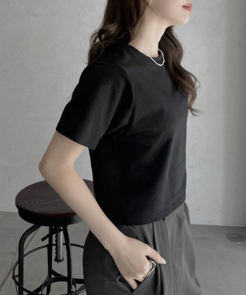 TREOVER(トレオーバー)の「デイリーに使いやすいショート丈Tシャツ(Tシャツ/カットソー・レディース・オフホワイト/オートミール/ブラック/チャコールグレー・FREE)」の10枚目の写真