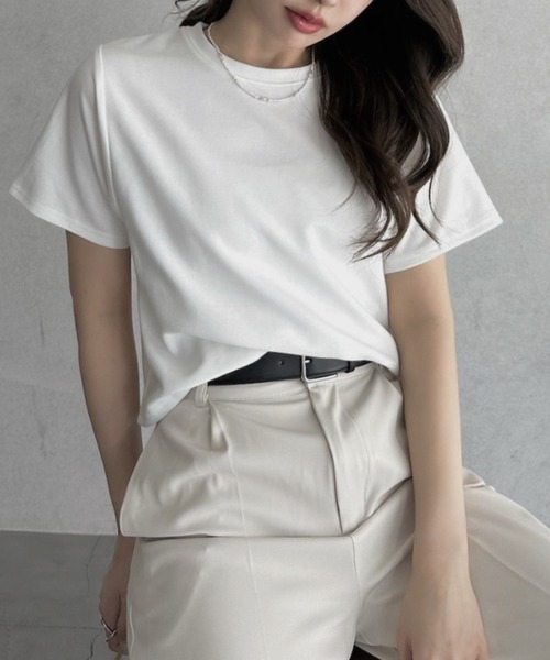TREOVER(トレオーバー)の「デイリーに使いやすいショート丈Tシャツ(Tシャツ/カットソー・レディース・オフホワイト/オートミール/ブラック/チャコールグレー・FREE)」の21枚目の写真