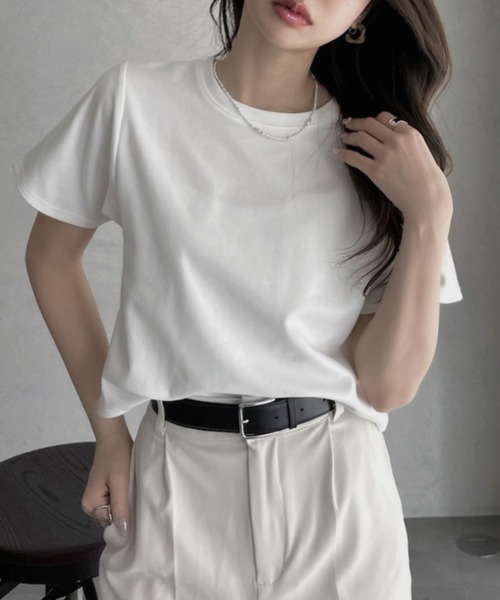 TREOVER(トレオーバー)の「デイリーに使いやすいショート丈Tシャツ(Tシャツ/カットソー・レディース・オフホワイト/オートミール/ブラック/チャコールグレー・FREE)」の22枚目の写真