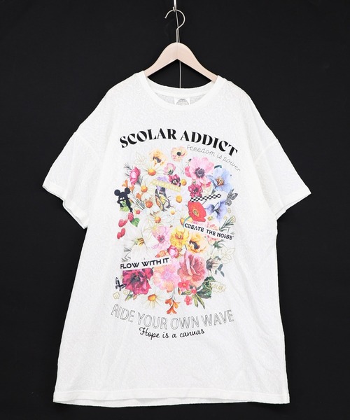 ScoLar（スカラー）の「161650：ポジティブ花コラージュ柄チュニック（チュニック・レディース・ブルー/チャコールグレー/オフホワイト・M）」の5枚目の写真