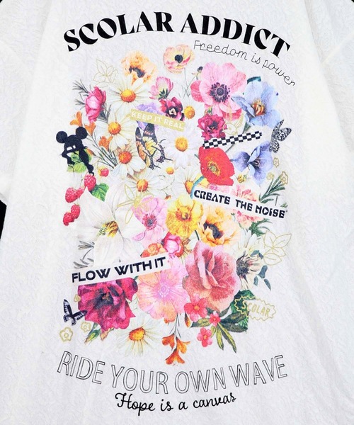 ScoLar（スカラー）の「161650：ポジティブ花コラージュ柄チュニック（チュニック・レディース・ブルー/チャコールグレー/オフホワイト・M）」の6枚目の写真