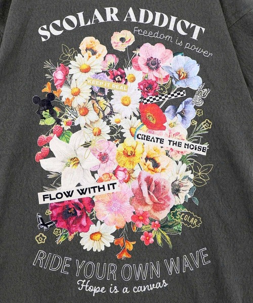ScoLar（スカラー）の「161650：ポジティブ花コラージュ柄チュニック（チュニック・レディース・ブルー/チャコールグレー/オフホワイト・M）」の7枚目の写真