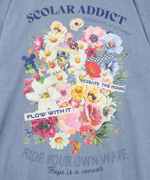 ScoLar（スカラー）の「161650：ポジティブ花コラージュ柄チュニック（チュニック・レディース・ブルー/チャコールグレー/オフホワイト・M）」の8枚目の写真