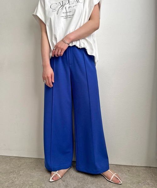 LHELBIE（レルビエ）の「ピンタックワイドパンツ（スラックス・レディース・イエロー/グリーン/ブラック/グレイッシュブルー/ブルー・M）」の12枚目の写真
