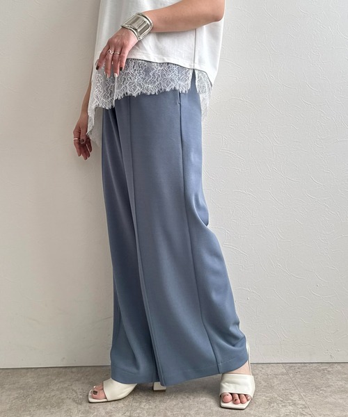 LHELBIE（レルビエ）の「ピンタックワイドパンツ（スラックス・レディース・イエロー/グリーン/ブラック/グレイッシュブルー/ブルー・M）」の17枚目の写真