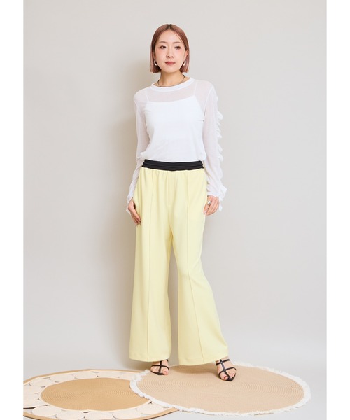 LHELBIE（レルビエ）の「ピンタックワイドパンツ（スラックス・レディース・イエロー/グリーン/ブラック/グレイッシュブルー/ブルー・M）」の18枚目の写真
